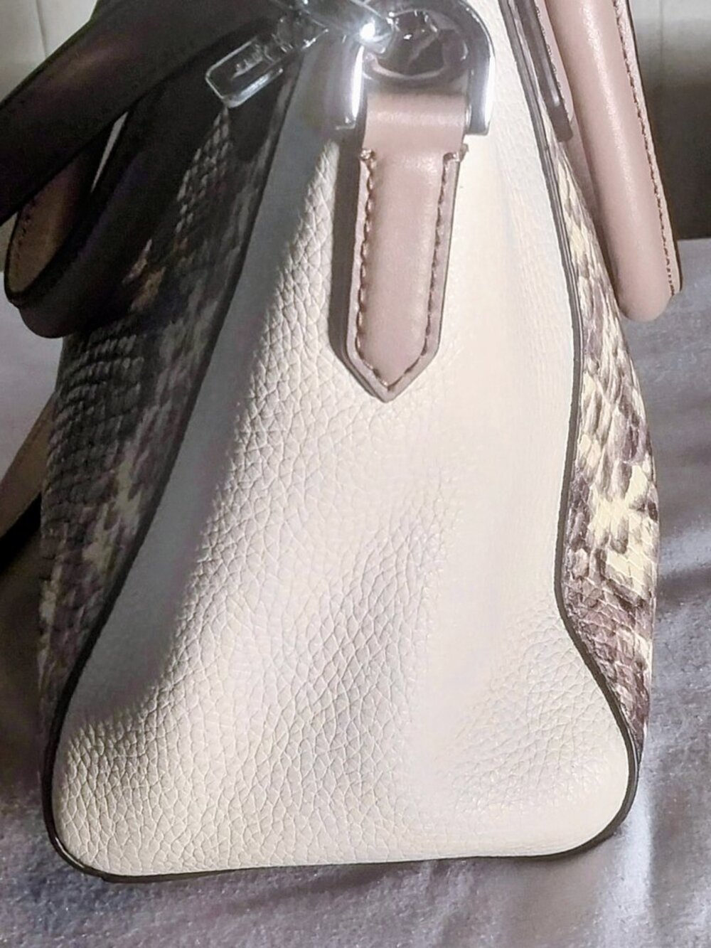 NWT Michael Kors Campbell Python-Embossed Small Leather Satchel 11X9X4 - Picture 6 of 13